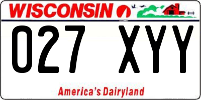 WI license plate 027XYY