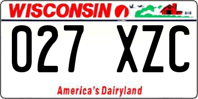 WI license plate 027XZC