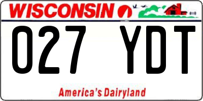 WI license plate 027YDT