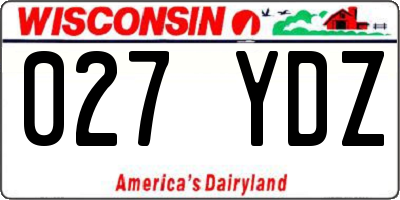 WI license plate 027YDZ