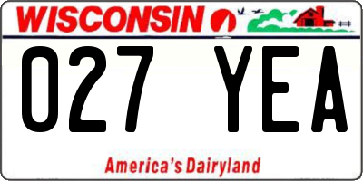 WI license plate 027YEA