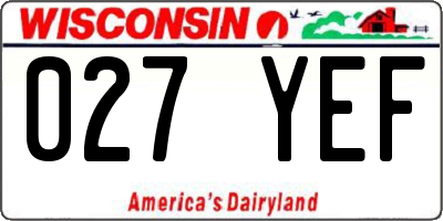 WI license plate 027YEF