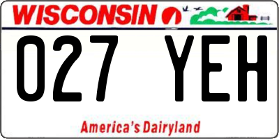 WI license plate 027YEH