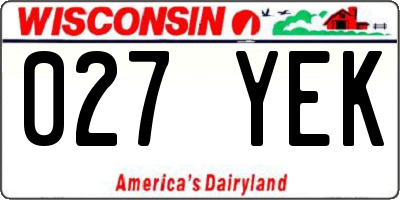 WI license plate 027YEK