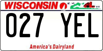 WI license plate 027YEL