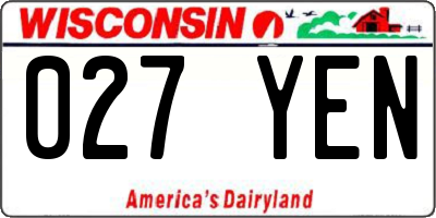 WI license plate 027YEN