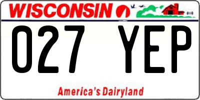 WI license plate 027YEP