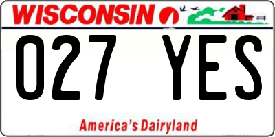 WI license plate 027YES