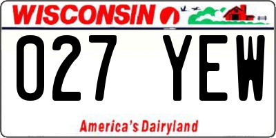 WI license plate 027YEW