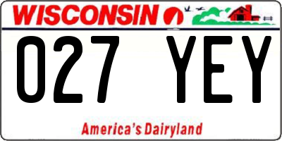 WI license plate 027YEY