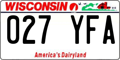 WI license plate 027YFA