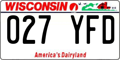 WI license plate 027YFD