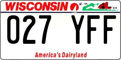 WI license plate 027YFF