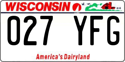 WI license plate 027YFG