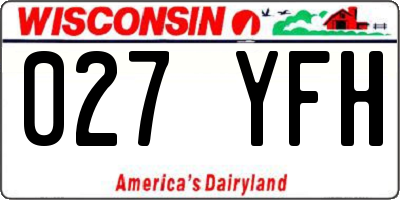WI license plate 027YFH