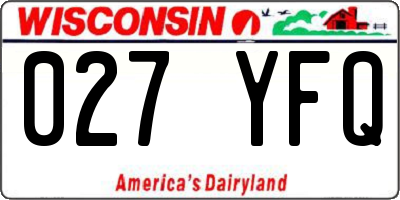 WI license plate 027YFQ