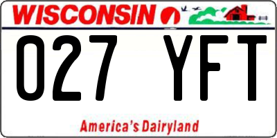WI license plate 027YFT