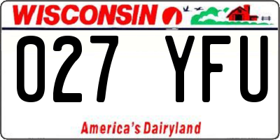 WI license plate 027YFU