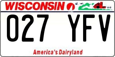 WI license plate 027YFV