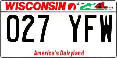 WI license plate 027YFW