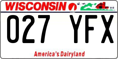 WI license plate 027YFX