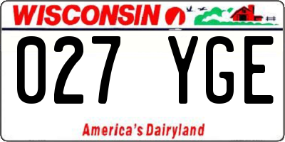 WI license plate 027YGE