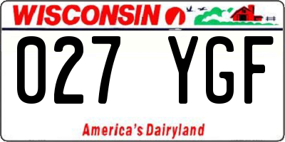 WI license plate 027YGF