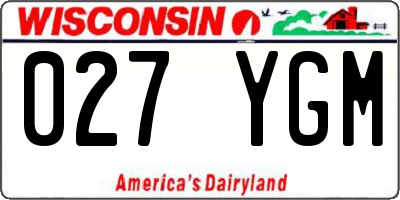 WI license plate 027YGM