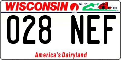 WI license plate 028NEF