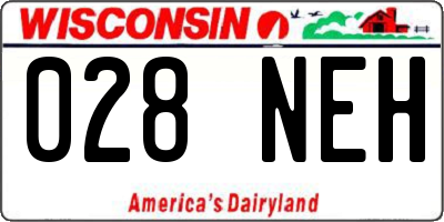 WI license plate 028NEH