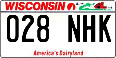 WI license plate 028NHK