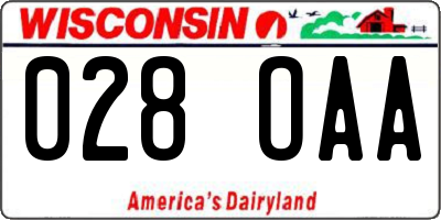 WI license plate 028OAA