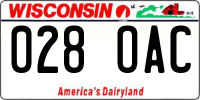 WI license plate 028OAC