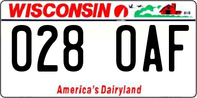 WI license plate 028OAF