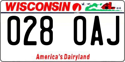 WI license plate 028OAJ