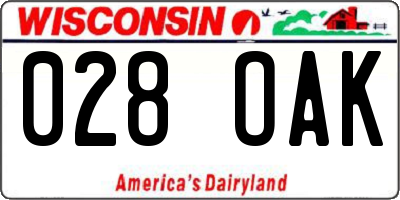 WI license plate 028OAK