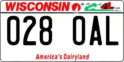 WI license plate 028OAL