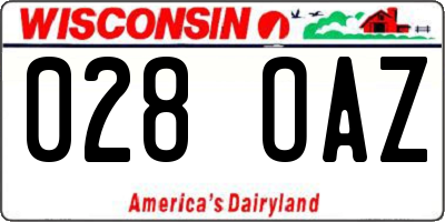 WI license plate 028OAZ