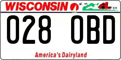 WI license plate 028OBD