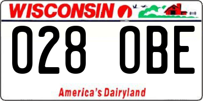 WI license plate 028OBE