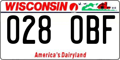 WI license plate 028OBF