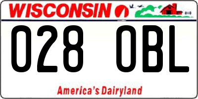 WI license plate 028OBL