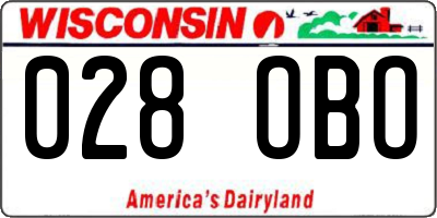 WI license plate 028OBO