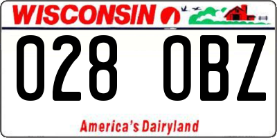 WI license plate 028OBZ