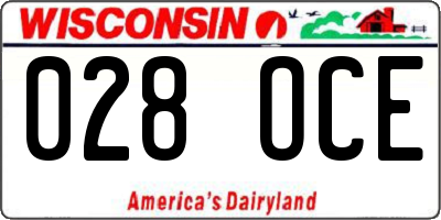 WI license plate 028OCE