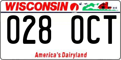 WI license plate 028OCT