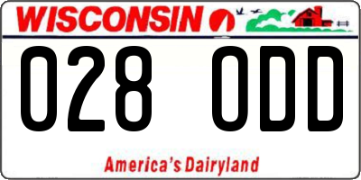 WI license plate 028ODD