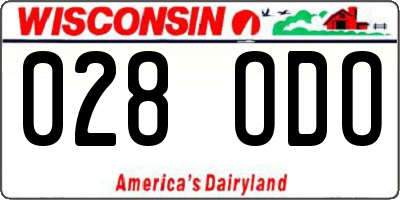 WI license plate 028ODO