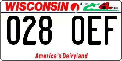 WI license plate 028OEF