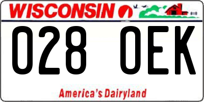 WI license plate 028OEK